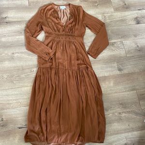 Böhme silky golden long sleeve dress